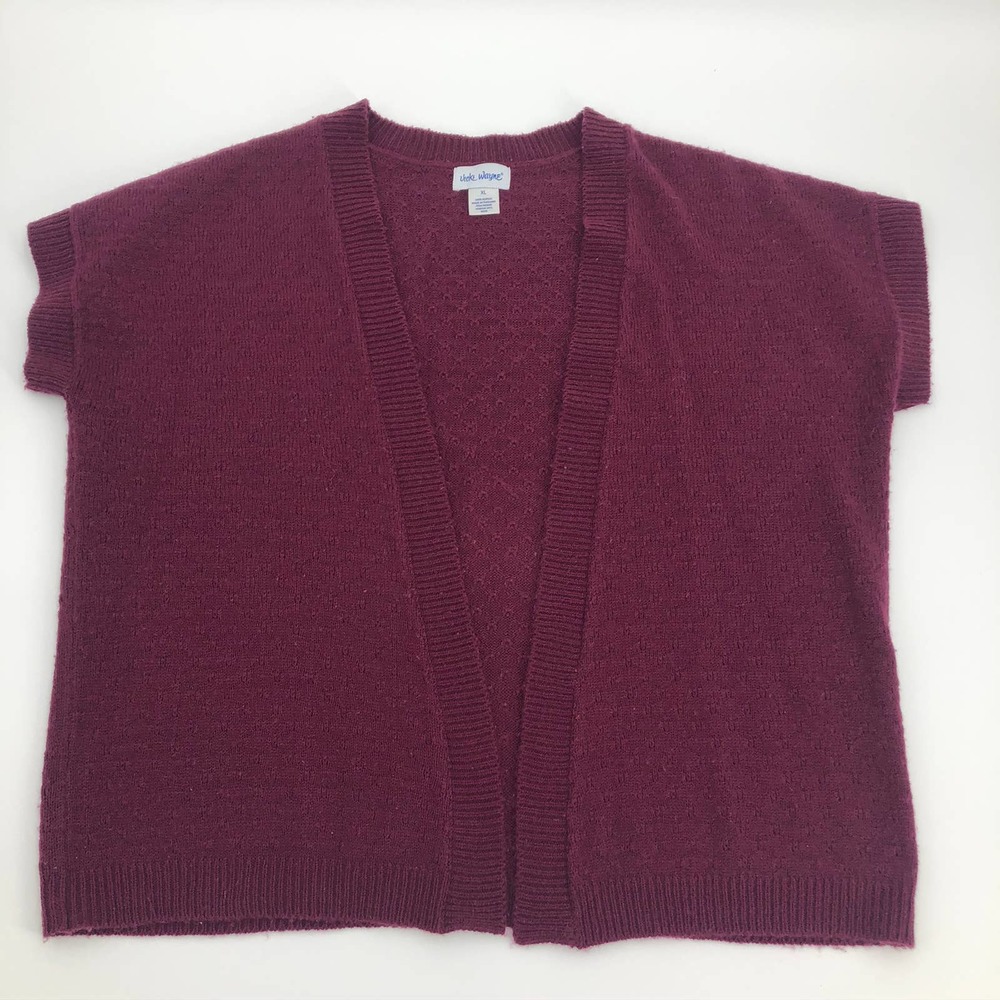 Vicki Wayne Cardigan Womens XL Sweater Open Plum